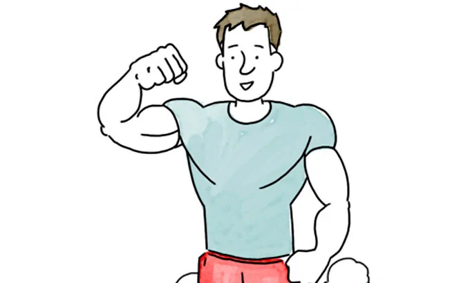 cartoon man flexing