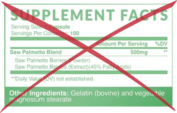 another competitors supplement facts with a large red X crossed out above it
